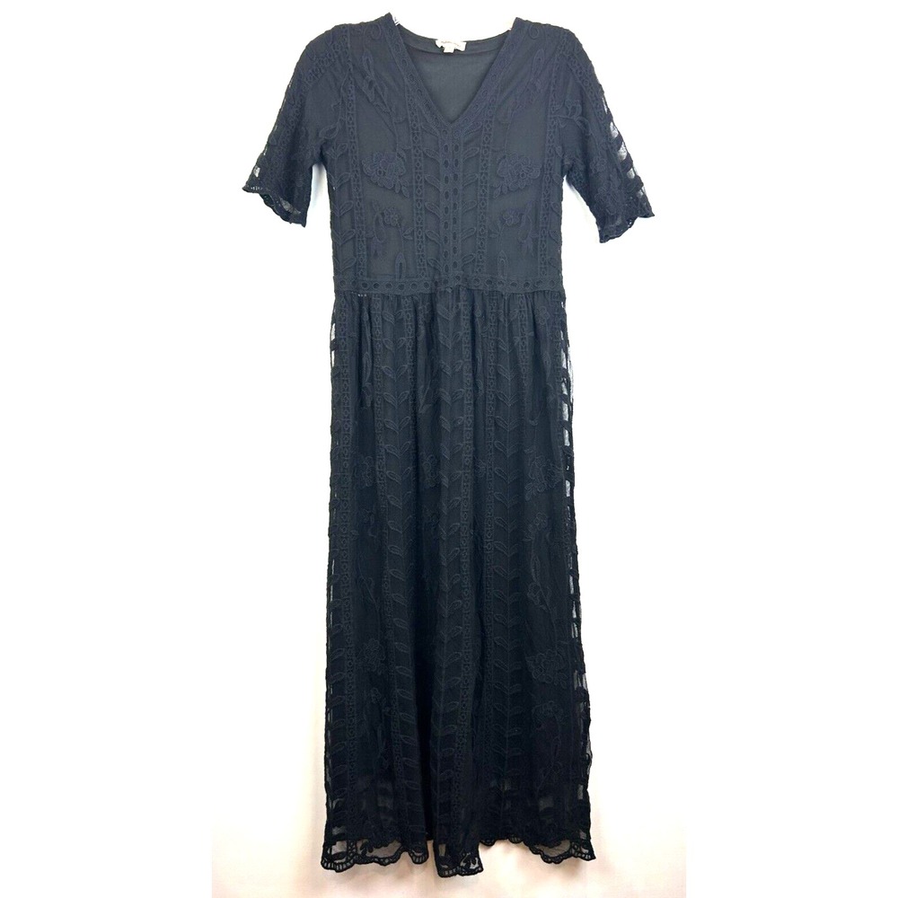 Lace Maxi Dress Small Black Fairy Whimsigoth Coquette Witchy Event